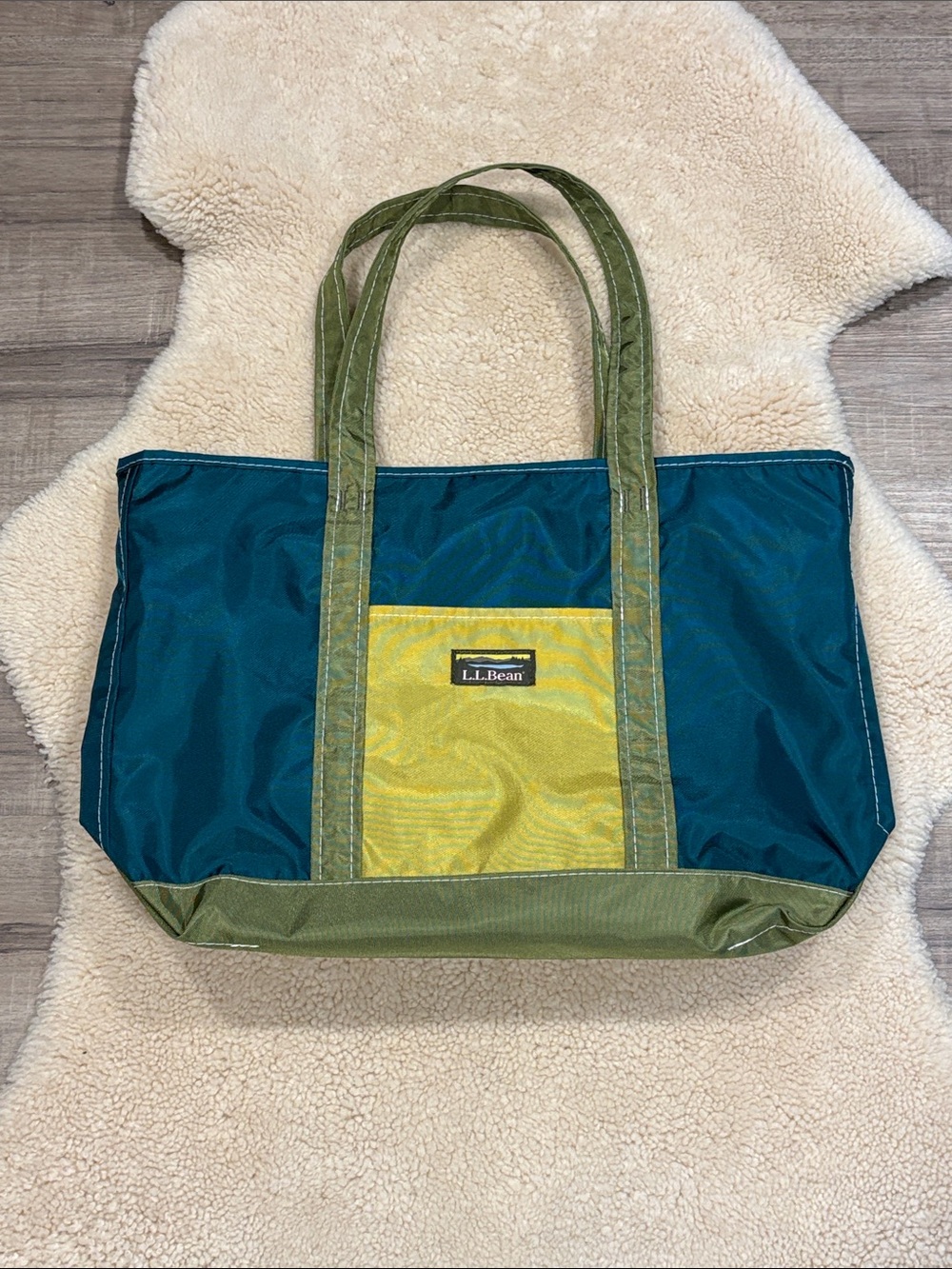 L.L. Bean Everyday Lightweight Tote, green/yellow, medium